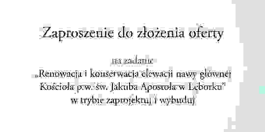 Zaproszenie do złożenia oferty: renowacja i konserwacja elewacji